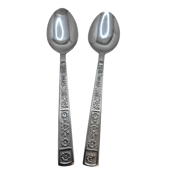 Serta Imperial Stainless Steel Vintage Korea Soup Spoon Set of 2 Floral - Picture 1 of 7